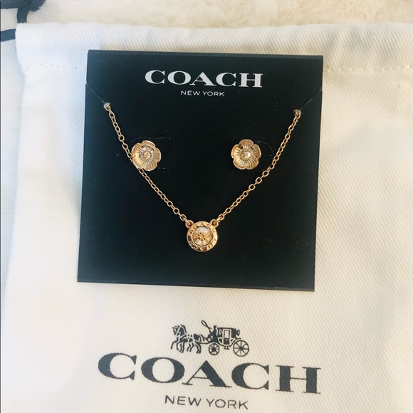 Coach Rose Gold Necklace & Earring Set - Picture 3 of 9